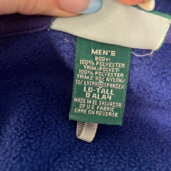 L.L. Bean Men’s Fleece Full Zip Jacket Zip Pockets Size Large TALL Blue - Picture 8 of 11